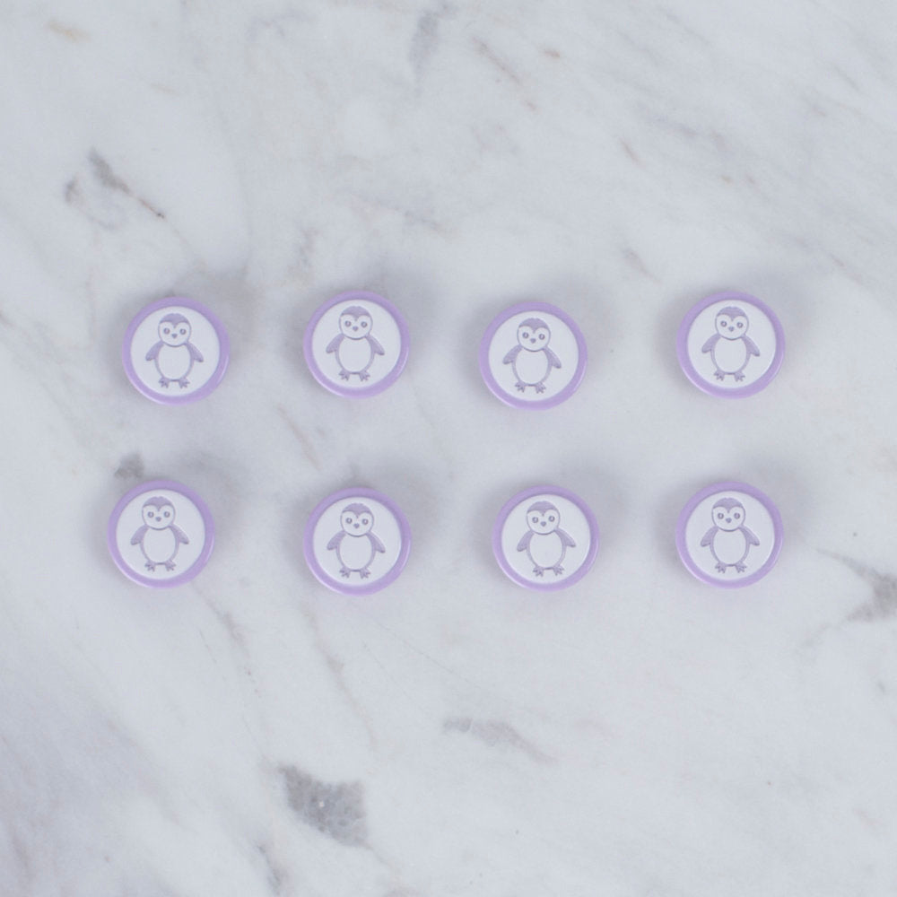 Loren Crafts 8'li Penguen Şekilli Lila Düğme - 0386